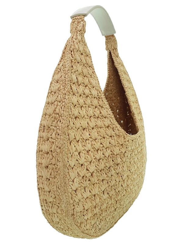 Celine Hobo Tan White Raffia Bag Shoulder Panier